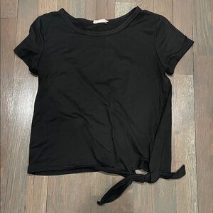 Black Tie-Front Women's Top